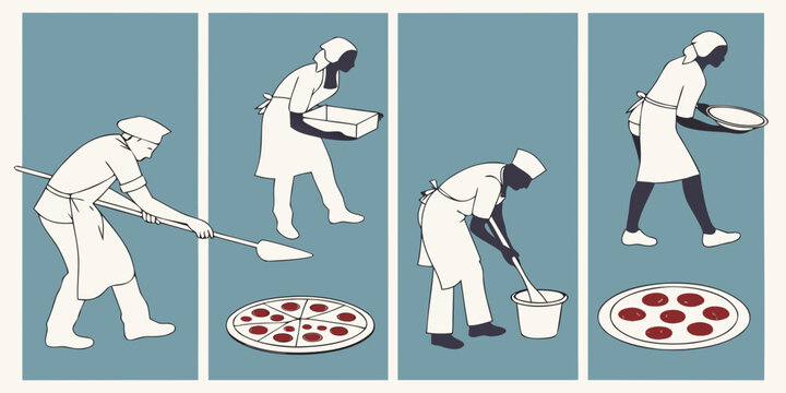 A series of images depicting a person playing croquet in a sequence of movements Vector