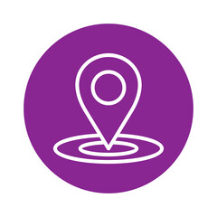 Purple circle with a white location pin icon in the center