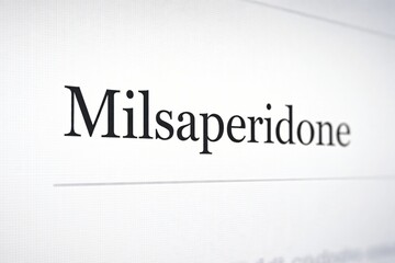 The drug name Milsaperidone displayed in bold text on a clean white background. A pharmaceutical‑related visual ideal for medical, scientific, and healthcare informational content.