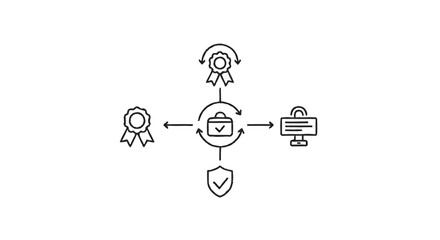Cybersecurity and Data Protection Concept with Icons.