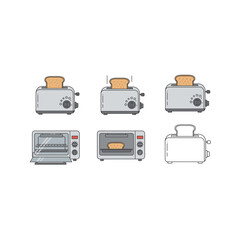 Set of Six Toaster Illustrations in Various Styles