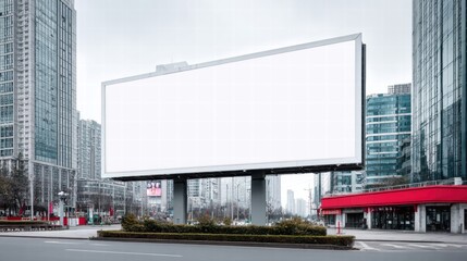 Obraz premium Blank billboard in a modern city setting.