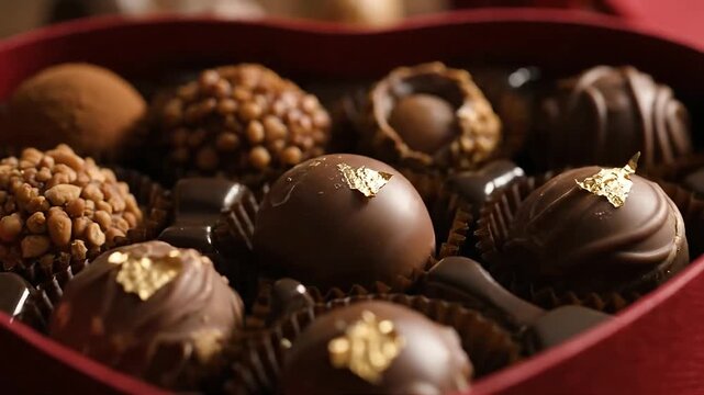 Assorted chocolates in a heart-shaped box
