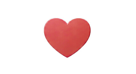 Single Red Heart on White Background