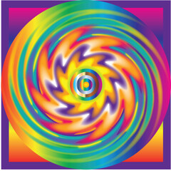 Abstract Rainbow Spiral Circle in Square Psychedelic Background PNG