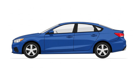 Fototapeta premium Modern Blue Sedan Car Isolated on White Background.
