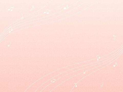 音符と淡いピンクの背景
