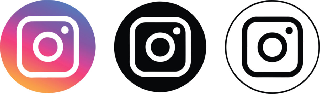 instagram logo icon black circle white outline badge vector