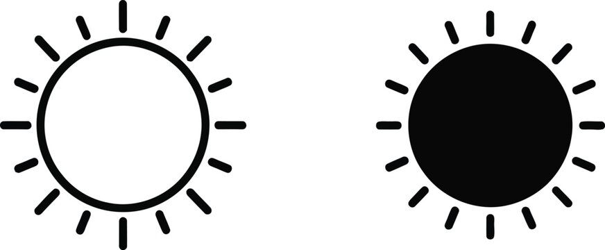 A simple graphic illustration of sun symbols in black and white