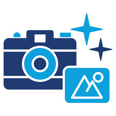 photography flat blue icon