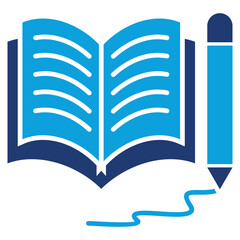 writing flat blue icon