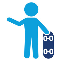 skate boarding flat blue icon