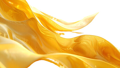 Golden, flowing fabric with fluid textures against a black background