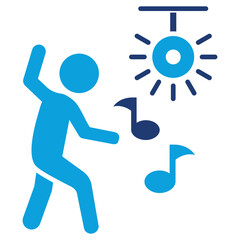 dancing flat blue icon
