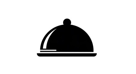 Fototapeta premium A black and white illustration of a covered dish, symbolizing food or a meal ready to be served