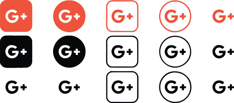 googleplus logo grid variations red black white circular square icons