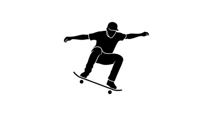Fototapeta premium Dynamic silhouette illustration of a skateboarder executing a stylish trick, capturing the essence of action, balance, and street sport culture
