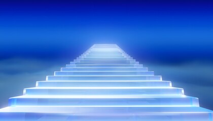 Fototapeta premium Infinite Light Staircase Horizon in Futuristic Abstract AI Technology Background