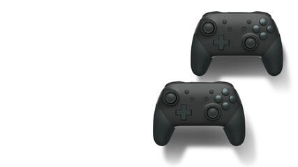 Wireless gaming controllers flying in air isolated on white background, symbolizing gaming technology concept © Vasyl Onyskiv