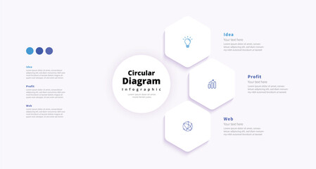 Obraz premium Modern minimalist, elegant, clean, circular steps, editable infographic design template, vector