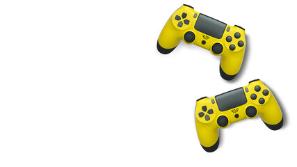 Wireless gaming controllers flying in air isolated on white background, symbolizing gaming technology concept © Vasyl Onyskiv