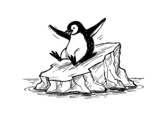 Penguin hand drawn simple ske...Penguin hand drawn simple sketch vector illustration