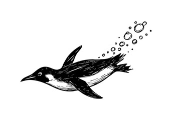 Penguin hand drawn simple ske...Penguin hand drawn simple sketch vector illustration