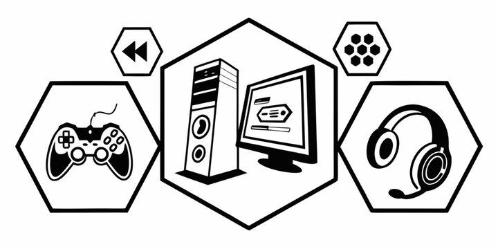 A visual representation of computer hardware and software components Vector