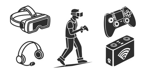 Person playing video games with various gaming equipment around them Vector © MD MOGAMMEL HAQUE 