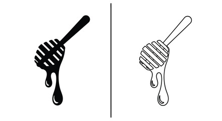 Two honey dippers one solid black and one outlined separated by a line © Tm Studio