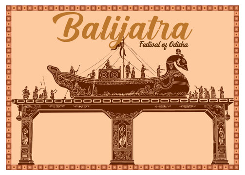 Odisha Balijatra Cultural Festival Art Vector Illustration