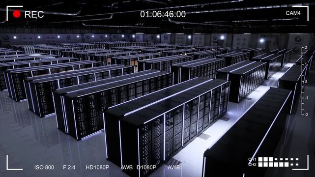 CCTV Video Feed Of Server Room In Data Center