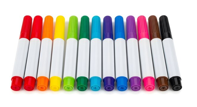 Set of Colorful Markers Isolated on White Background