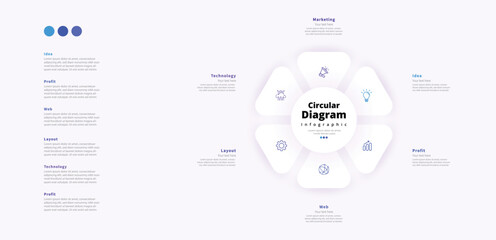 Modern minimalist, elegant, clean, circular steps, editable infographic design template, vector