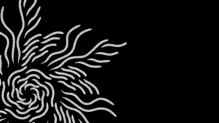 Obraz premium abstract black background, Abstract Hand Drawn White Sun Spiral on Black Background Minimalist Organic Line Art Wallpaper