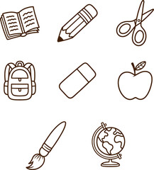 Simple Line Education Icons
