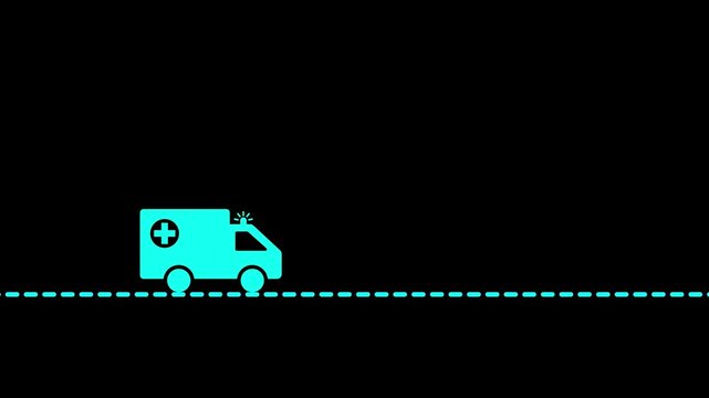 Transport on way road ambulance icon animation. Ambulance emergency service. Medical rescue service video footage.