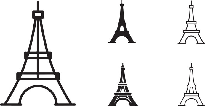 Architectural logo set featuring landmark history and Eiffel Tower symbol.