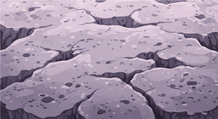 Obraz premium Cartoon seamless deep cracked dry ground texture pattern in purple gray tones for surface background