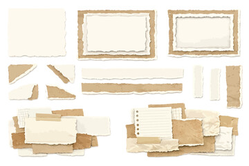 Torn paper set and rough edge frame collection for scrapbooking, design, and artistic overlays