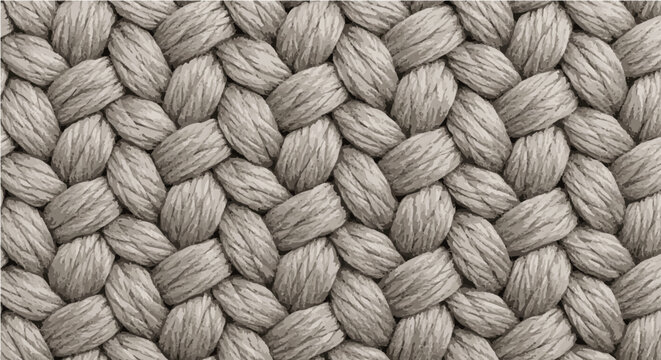 Cartoon seamless thick gray woven braid texture pattern for knitted fabric background design