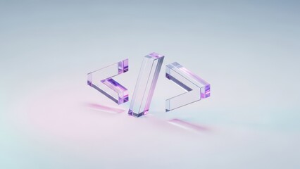 Fototapeta premium Transparent glassy logo or text element with purple hue on gradient background