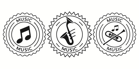 Three distinct circular icons representing music, theater, and dance Vector © MST CHIN BANU BEGUM