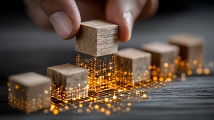 A dynamic business landscape illustrates business agility, using symbols to depict corporate transformation toward greater efficiency and swift market adaptation