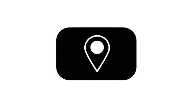 Black Rounded Rectangle with White Location Pin Icon.