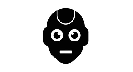 Fototapeta premium Simple Black and White Robot Face Illustration.