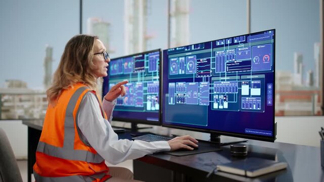 Women Monitoring Energy Control Room