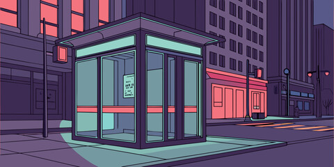 A futuristic building with a neon-lit facade stands tall against a dark sky Vector © MST CHIN BANU BEGUM