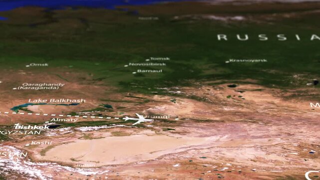 Flight From Amsterdam NETHERLANDS to Pyongyang NORTH KOREA with flag pins