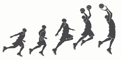 Fototapeta premium Evolution of human running and jumping from ancient to modern times Vector